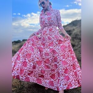 Guadalupe Pink Floral Maxi Dress